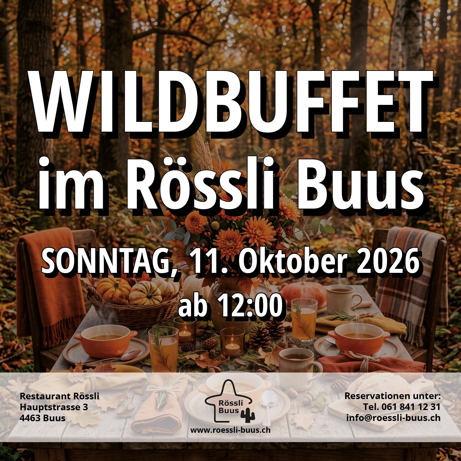 Wildbüffet vom 11. Oktober 2026 ab 12.00 Uhr