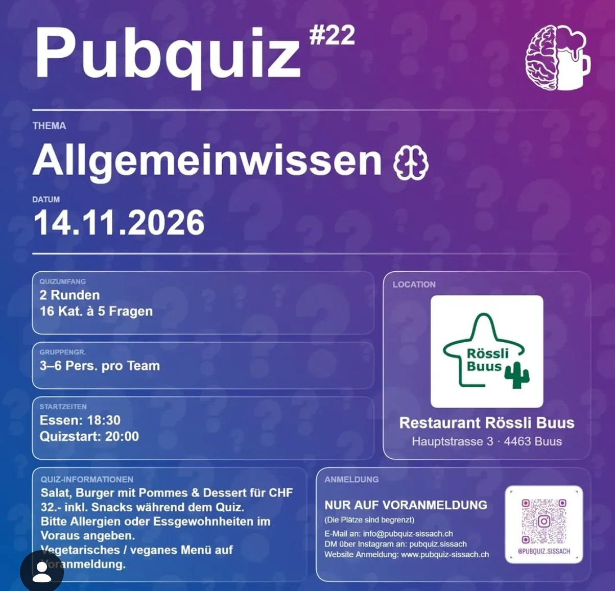 Pub Quiz vom 14. November 2026